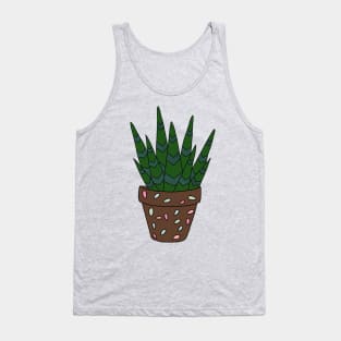 Cute Cactus Design #140: Haworthia Inspired Succulent In Terra-Cotta Pot Tank Top